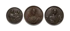 Leonhard Posch, Three cast iron medallions with Christian motifs, Depicting Christ after a painting by Domenico Domenichino (1581-1641), St. John after a print by Christian Friedrich Müller (1783-1816), and Raphael's Madonna della Sedia. The medal with St. John engraved to the reverse "N: VIII 't"; the Madonna "10". D 11.3 -