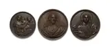 Leonhard Posch, Three cast iron medallions with Christian motifs, Depicting Christ after a painting by Domenico Domenichino (1581-1641), St. John after a print by Christian Friedrich Müller (1783-1816), and Raphael's Madonna della Sedia. The medal with St. John engraved to the reverse "N: VIII 't"; the Madonna "10". D 11.3 -