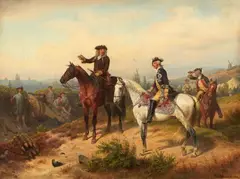 Wilhelm Camphausen, Friedrich II Inspecting the Front Line, Oil on canvas