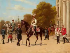 Conrad Freyberg, Prince Friedrich von Hohenzollern-Sigmaringen at a Parade, Oil on canvas (relined)