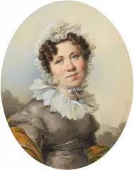 Alexander Molinari, A Berlin Parlour Maid, Watercolour and gouche on thin paper. Oval depiction on