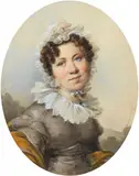 Alexander Molinari, A Berlin Parlour Maid, Watercolour and gouche on thin paper. Oval depiction on