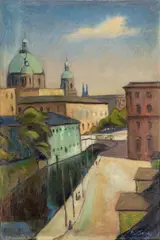 William Straube, View of the Kupfergraben and the Museum Island in Berlin, 1924, Oil on canvas