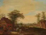 Landscape with Travellers by a Tavern by follower of Jan Brueghel the Elder, Oil on panel, offered Mar 2019