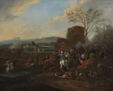 Simon Johannes van Douw, Two Battle Scenes, Oil on panel. Each