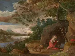 Landscape with Saint Jerome by Flemish School 17th century, Oil on copper, offered Mar 2019