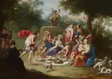 Flemish School 17th century, Merry Company in a Palace Garden, Oil on panel