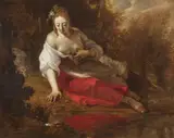 Flemish School 17th century, Lady Sitting by a Stream, Oil on panel