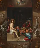 The Mocking of Christ surrounded by Scenes from the Passion en Grisaille by attributed to Frans Francken the Younger, Oil on copper, sold Mar 2019