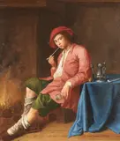 copy after Jan Miense Molenaer, Young Man with a Pipe, Oil on canvas (edges relined)