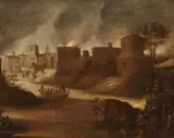 attributed to Daniel van Heil, The Siege of Troy, Oil on panel