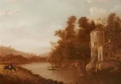 Cornelis Matthieu, River Landscape, Oil on panel (parquetted)