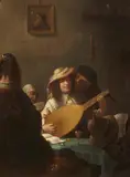 Musician in an Interior by Netherlandish School 17th century, Oil on panel, offered Mar 2019