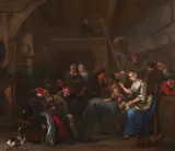 Bernardus van Schijndel, Banquet Scene with Merry Company playing "La Main Chaude", Oil on panel