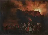 copy after Johann Georg Trautmann, Fire at Night, Oil on card. Each