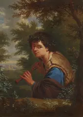 attributed to Adriaen van der Werff, Young Shepherd with a Flute, Oil on panel