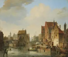 Elias van Bommel, A City View, Oil on panel