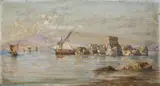attributed to Giuseppe Carelli, The Bay of Naples, Oil on panel