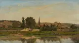 Hippolyte Camille Delpy, A View of Verrieres, Oil on panel
