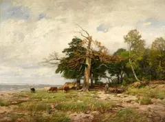 Eugen Dücker, Old Oak on Rügen, Oil on canvas
