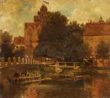 Paul Flickel, Treptower Tor in Neubrandenburg, Oil on paper, mounted on canvas