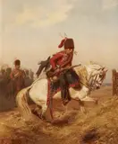Emil Hünten, Hussar Cavalryman, Oil on canvas
