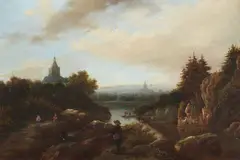 Cornelis Lieste, Lower Rhenish River Landscape (Schwanenburg in Kleve), Oil on panel