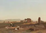 András Markó, Southern Landscape with Goatherds, Oil on canvas (relined)