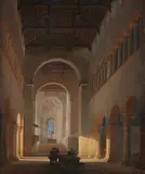 Friedrich Carl Mayer, Interior of a Roman Basilica, Oil on canvas (relined)