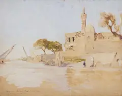 Alphons Leopold Mielich, Oriental Landscape, Gouache on laid paper
