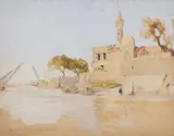 Alphons Leopold Mielich, Oriental Landscape, Gouache on laid paper