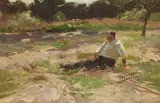 Hugo Mühlig, The Hay Harvest, Oil on card