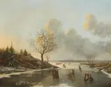 Cornelis François Roos, Winter Landscape with a Frozen River, Oil on panel