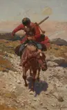 Franz Alekseyevich Roubaud, Circassian Horsemen, Oil on canvas