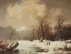 Ludwig Scheins, Winter Landscape, Oil on canvas (relined)
