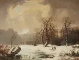 Ludwig Scheins, Winter Landscape, Oil on canvas (relined)