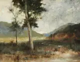 Enrique Swinburn Kirk, Landscape in Central Chile, Oil on card