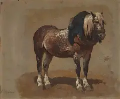 Wouter Verschuur jr., Study of a Horse, Oil on paper, mounted on cardboard