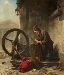 Charles Meer Webb, The Scissor Grinder, Oil on canvas