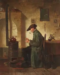 Charles Meer Webb, The Pipe Smoker, Oil on canvas