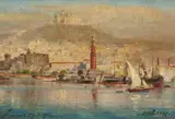 Carl Wuttke, A View of Naples, Oil on card