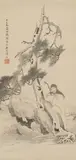 Wang Hui, Three hanging scrolls. a) A man standing below a pine tree. Ink on paper. Inscription, dated cyclically dingsi, signed Feng Xiang and selaed Feng Xiang hua... . b) and c) Two of..., Three hanging scrolls. a) A man standing below a pine tree. Ink on paper. Inscription, dated cyclically dingsi, signed Feng Xiang and selaed Feng Xiang hua... . b) and c) Two of a set of four hanging scrolls. A river landscape. Ink and light colour on silk. Inscription, dated cyclically dingsi (1677), inscribed and sealed Wang Hui. (3) a)
