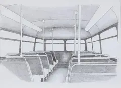 Ideal Privacy/London Bus by Daniela Brahm, 2004, Pencil and ink on paper, offered Dec 2018