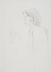 Mädchen mit Weinglas by Maria Lassnig, Colour lithograph recto/verso on card, sold Dec 2018