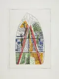 Markus Lüpertz, Untitled (Window), 1993, Colour etching on card