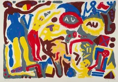 Untitled by A. R. Penck, Colour silkscreen on card, sold Dec 2018