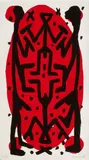 Standart hoch by A. R. Penck, 1997, 3 works: each colour silkscreen on card. Each, sold Dec 2018