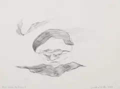 Gerhard Rühm, Pelz oder Perücke?, 1999, Pencil on card