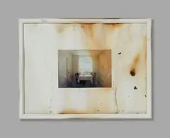 Gregor Schneider, Totalschaden 5, Feuerschaden, Kaffeezimmer Rheydt, 2009, Chromogenic print in burnt frame