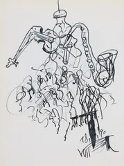 Untitled by Wolf Vostell, 1990, India ink on verso of printed catalogue paper, sold Dec 2018